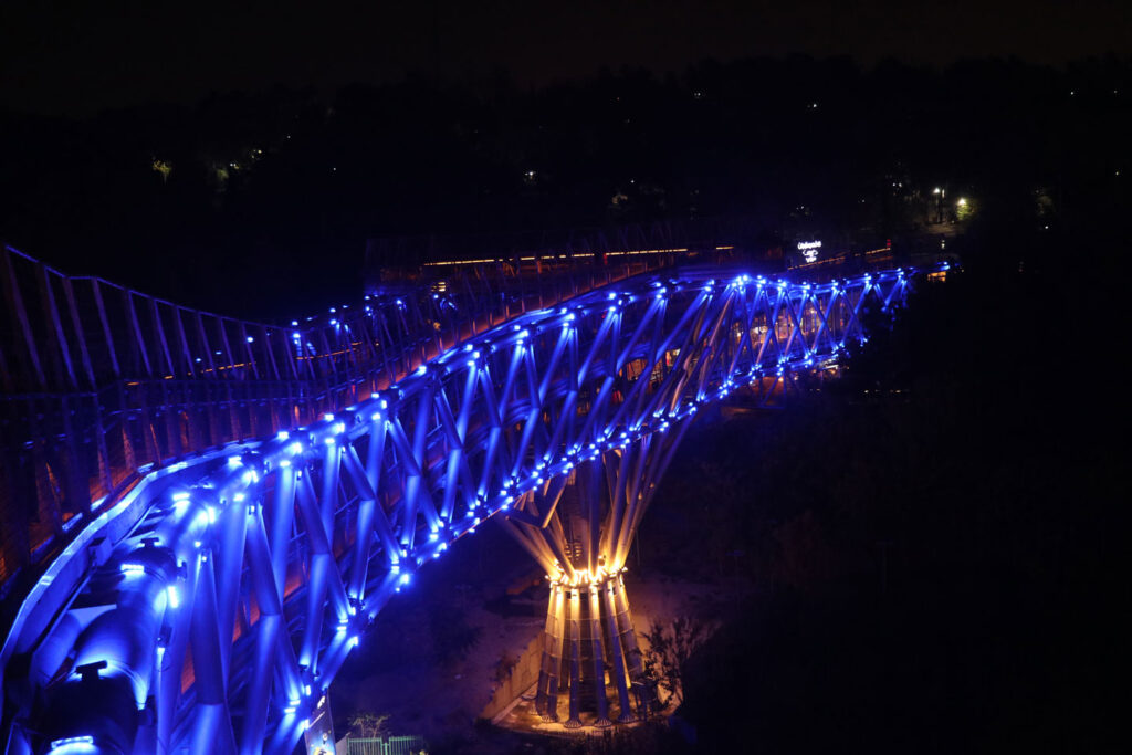 برج آزادی و پل طبیعت آبی شد همزمان با روز جهانی دیابت